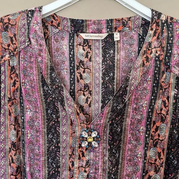 Soft Surroundings Boho Long Sleeve Maxi Dress Women M Earthy Esperanza Hippie - Picture 6 of 12